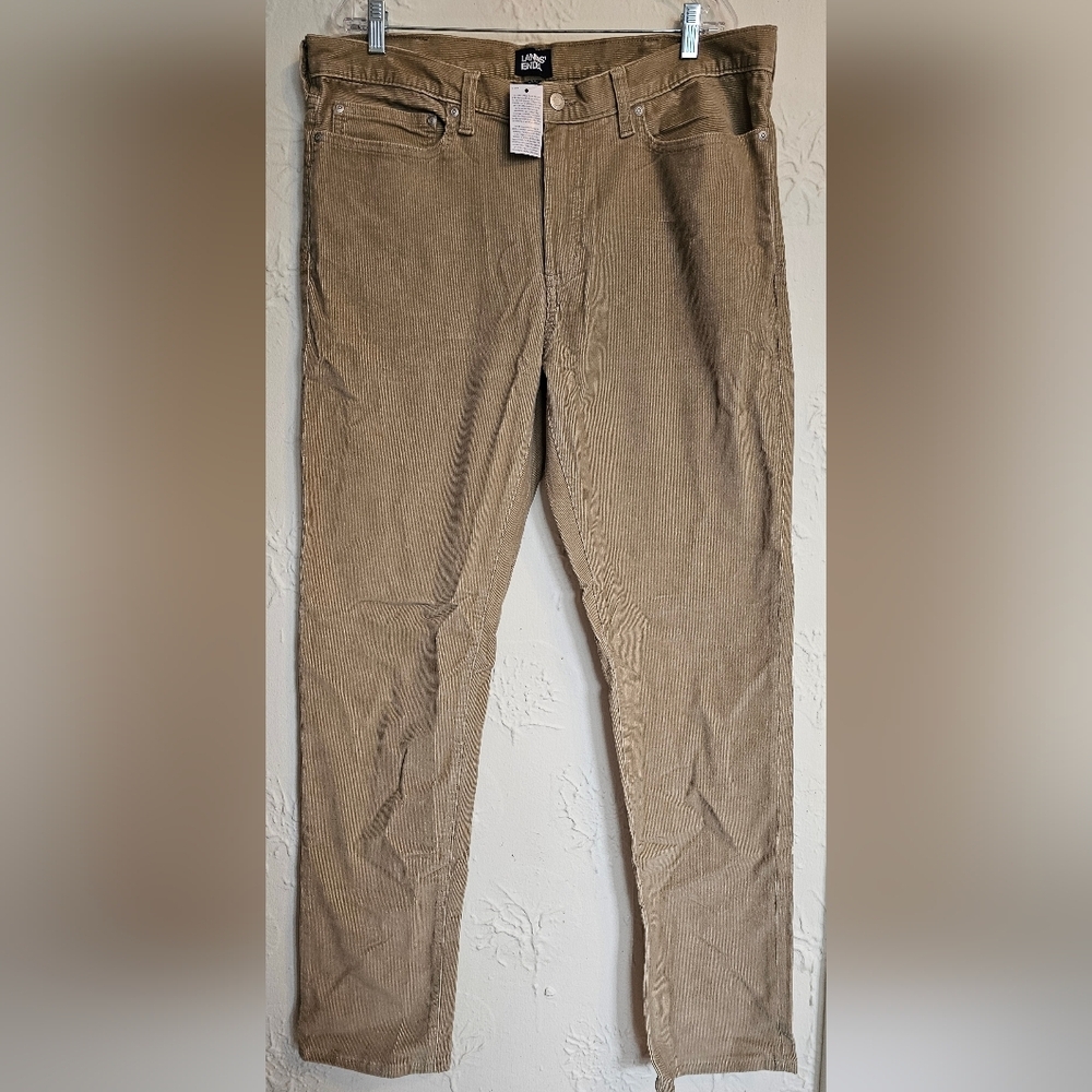 NWT Mens Lands' End Slim Stretch Corduroy Pant 38x34 Khaki